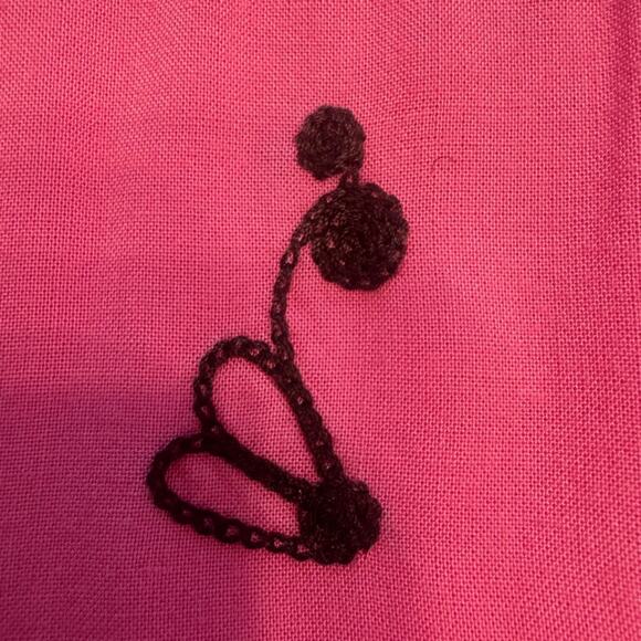 Moda International Embroidered Pink Long Sleeve Dress with Brown Trim Size M - Picture 7 of 15